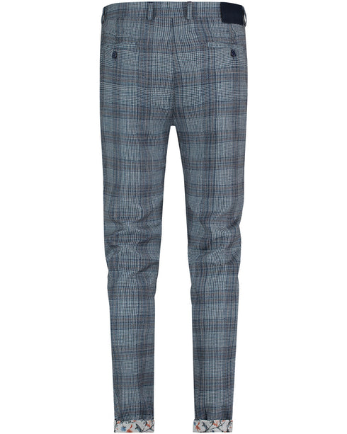 Printed Check Pants - Navy